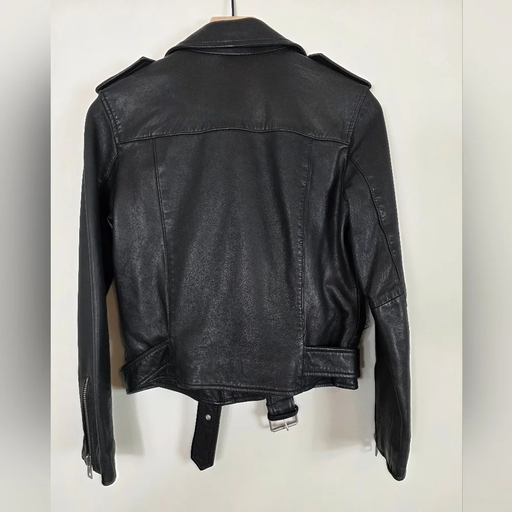 All Saints Balfern Leather Biker Jacket Size 8 US Womens - Picture 4 of 5